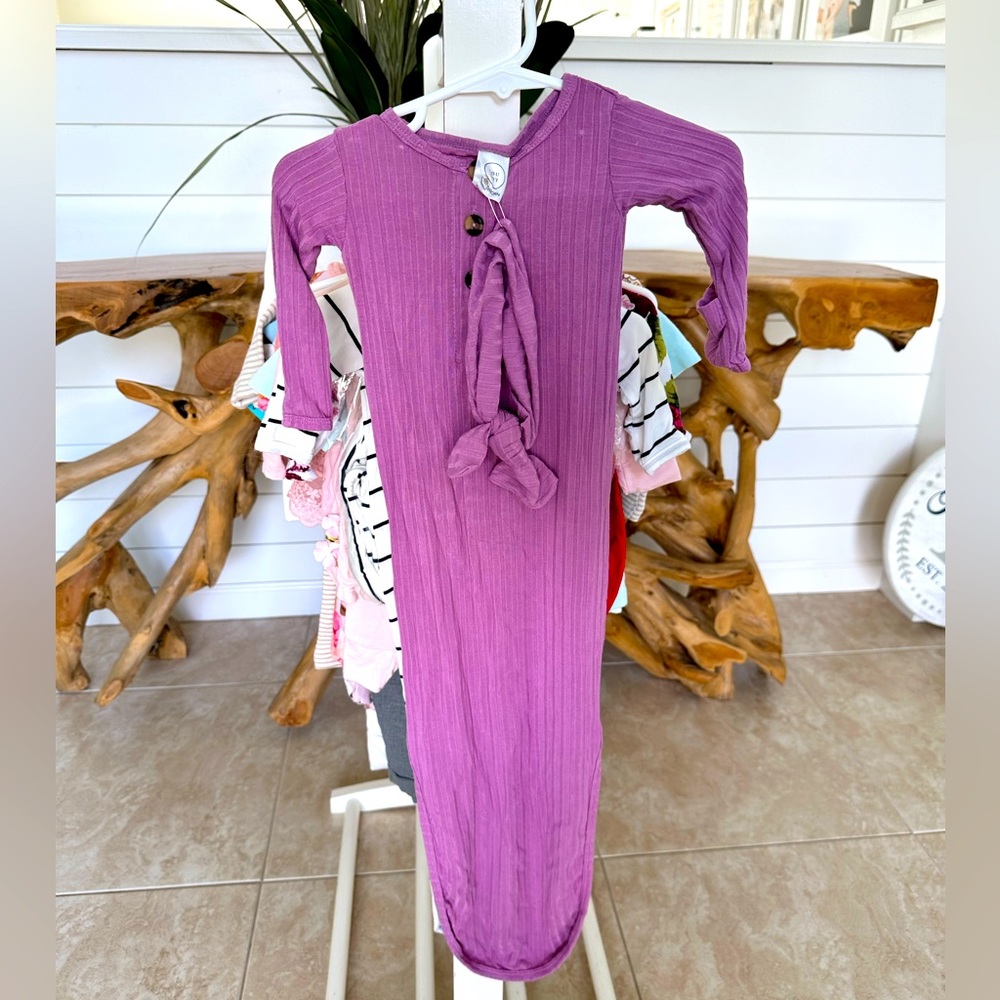 Lou Lou infant nightgown purple with matching headband